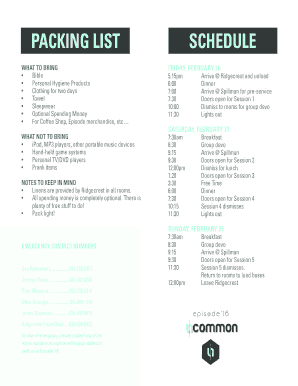 PACKING LIST SCHEDULE - PowerSource - powersource trbc