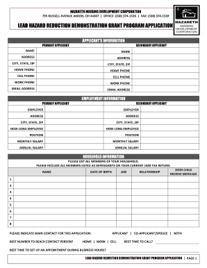 LEAD HAZARD REDUCTION DEMONSTRATION GRANT PROGRAM APPLICATION - nazarethhousing