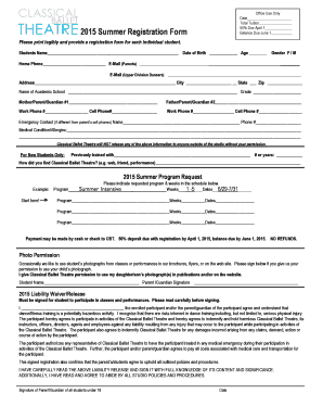 Activity scheduling cbt pdf - 2015 Summer Registration Form - Classical Ballet Theatre - cbtnva