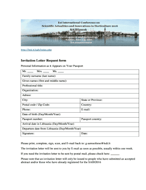 Invitation Letter Request form - lsdilt