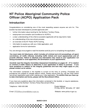 Internship plan sample - NT Police Aboriginal Community Police Officer (ACPO) Application ... - pfes nt gov