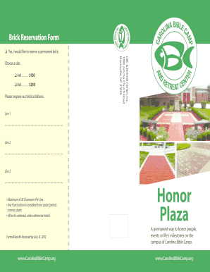 CBC Honor Plaza Brochure - Carolina Bible Camp & Retreat Center