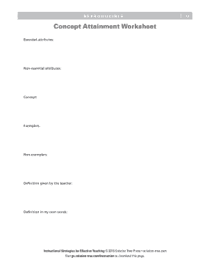 Fillable Online Concept Attainment Worksheet Fax Email Print pdfFiller Fillable Online Concept Attainment Worksheet Fax Email Print pdfFiller