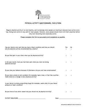 Parq form - PHYSICAL bACTIVITY QUESTIONNAIREb PAR-Q bFORMb