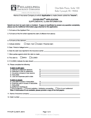 Supplemental Claim Form - bFLb - Philadelphia Insurance Companies
