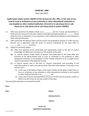 FORM NO. 10BB See rule 16CC Audit report under ... - VAT FAQ