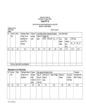 Department of Goods Tax Form FF 12 - VAT FAQ