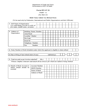 Form DVAT 23 - VAT FAQ