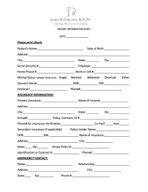 Fillable Online DATE Please print clearly Patient's Name Date of Birth ...