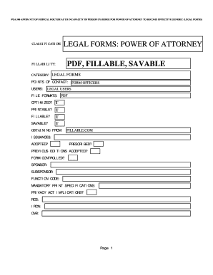 Formulario i 134 - POA 500 AFFIDAVIT OF MEDICAL DOCTOR AS TO INCAPACITY OF PERSON IN ORDER FOR POWER OF ATTORNEY TO BECOME EFFECTIVE GENERIC LEGAL FORMS LEGAL FORMS