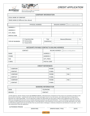 Credit Application Template - bbonneaufreightbbcomb