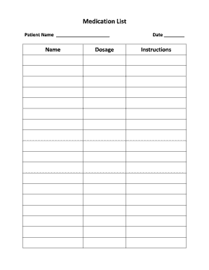 Fillable Online FORM Med List Fax Email Print - pdfFiller