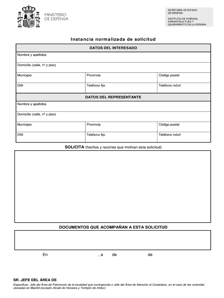 Impreso de instancia normalizada de solicitud - inviedmdees Vista previa en la página 1