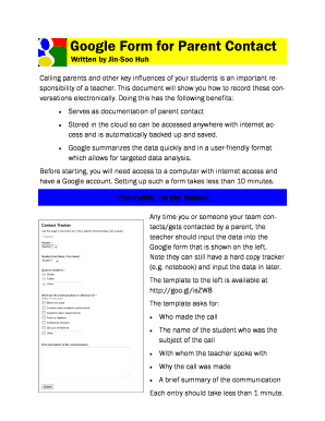 Google Form for Parent Contact
