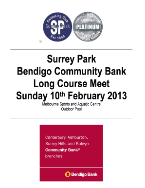Fillable Online Surrey Park Bendigo Community Bank Long Course Meet Fill Online