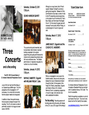 Three Concerts - St. Andrew's Memorial Presbyterian Church - standrewsportcredit