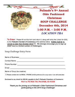 Palisades 9 Annual Olde Fashioned Christmas SOUP