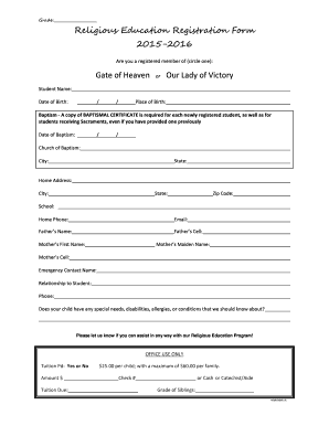 Kumpil meaning - Grade Religious Education Registration Form 2015-2016 - gohchurch