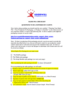 RADIO PSA CHECKLIST httpwwwbgoodwillcommunicationsbbcomb