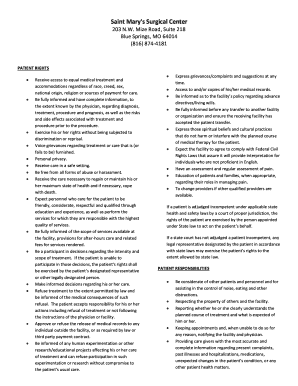 Patient Rights and Responsibilities Form - St Mary39s Surgical Center