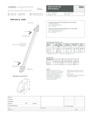 Rigid Restraint Kit RRK M e m b e r with hardware