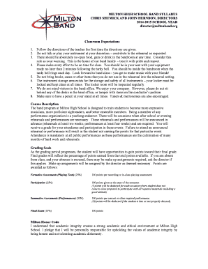 MILTON HIGH SCHOOL BAND SYLLABUS CHRIS SHUMICK AND JOHN - miltonband