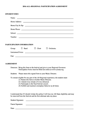 2016 ALL-REGIONAL PARTICIPATION AGREEMENT STUDENT INFO - thunderband