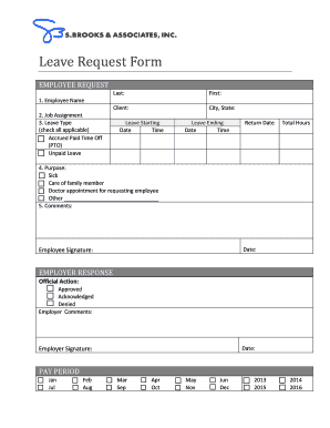 Annual leave form - Leave Request Form - Brooks Staffing