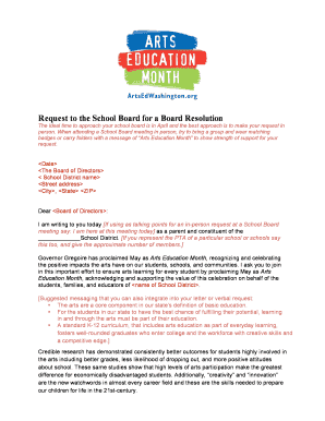 Request to the School Board for a Board Resolution