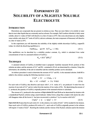 Solubility table pdf - experiment 22 solubility of a slightly soluble electrolyte