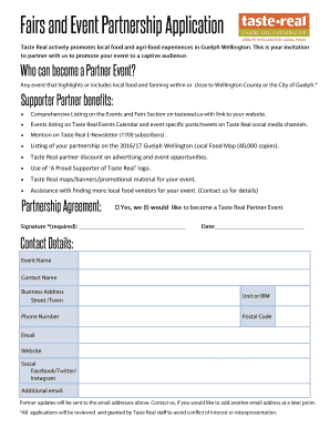 Fairs and Event Partnership Application - Taste Real
