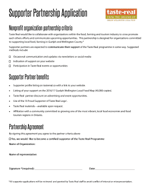 Supporter Partnership Application