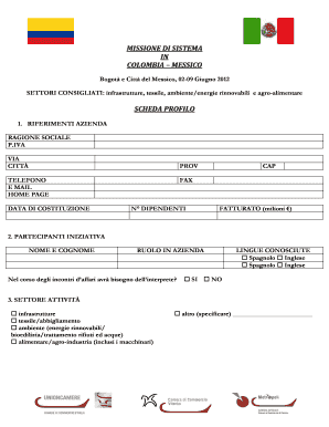 Engagement letter sample - MISSIONE DI SISTEMA IN COLOMBIA MESSICO SCHEDA PROFILO - vt camcom