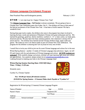 Chinese Language Enrichment Program - Preschool Place