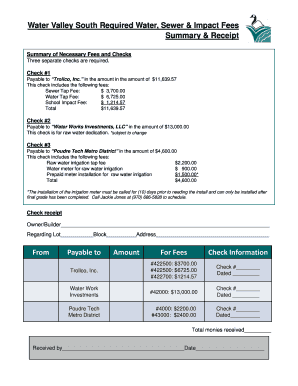Water Valley South Required Water, Sewer & Impact Fees Summary ...
