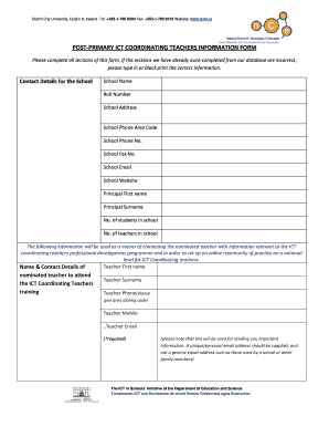 Application for accident report - POST-PRIMARY ICT COORDINATING TEACHERS INFORMATION FORM