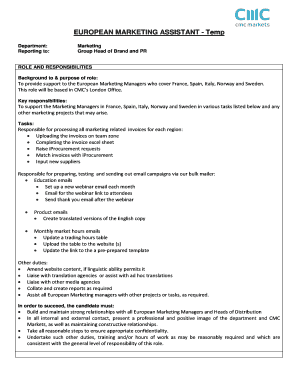 EUROPEAN MARKETING ASSISTANT - Temp - CMC Markets CFDs - cmcmarkets co