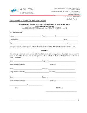 Italian Antimafia Certification Form
