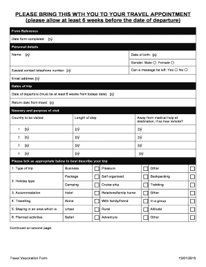 Please complete this travel form - Axbridge and Wedmore Medical ... - axbridgewedmoredoctors co