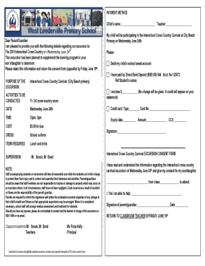 Consultancy fee letter sample - Excursion consent and payment template 2015-Cross Country - wlps wa edu