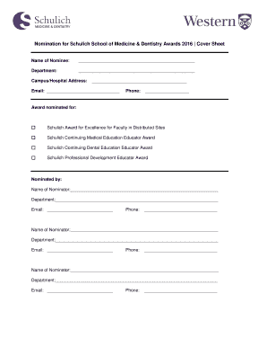 Appraisal form sample answers - Schulich Continuing Dental Education Educator Award