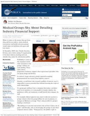 Medical Groups Shy About Detailing Industry Financial Support - ProPublica
