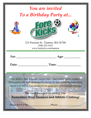 Party invite pdf - Fore Kicks Taunton Birthday Party Invitation (.pdf format)