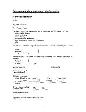 Fillable Online Assessment of computer task performance Identification ...