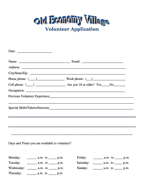 Cv for part time job student - Volunteer Application - Old Economy Village - oldeconomyvillage