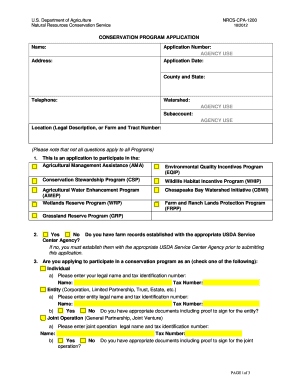 USDA Conservation Program Application
