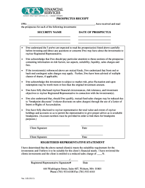 Prospectus Receipt Form