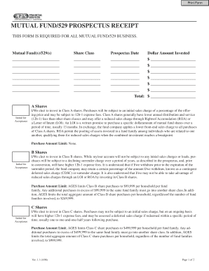 Mutual Fund/529 Prospectus Receipt