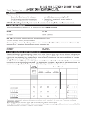 User ID and Electronic Delivery Request Form