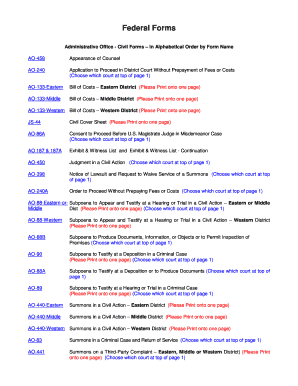 US Federal Civil Court Forms